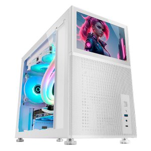 MARSGAMING CASE MINI-TOWER MC-LCDW WHITE 8'' IPS LCD